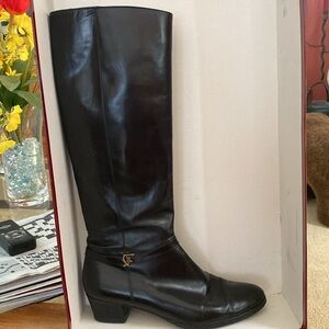 Salvatore Ferragamo Dickens black calf boots.